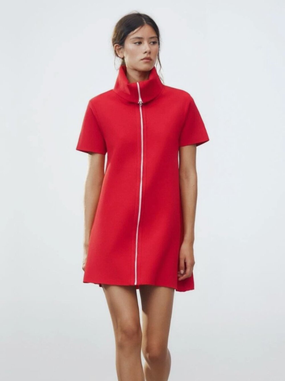 NWOT ZARA Women's Lapel collar dress short sleeves Size Small
